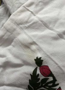 White Kurta with pink Floral Print🌸