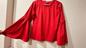 Viral Red Bell Sleeve Top
