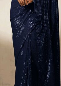 Elegant Midnight Blue Sequin Saree
