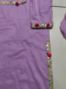 Lavender Kurta Set with Embellishments