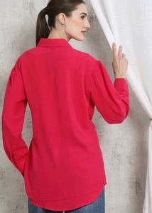 Shein Drop Shoulder Spread Collar Front Wrap Tie