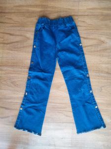 Girls Blue Button-Up Jeans