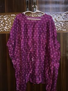 Purple Glazed Shining Printed Kurta