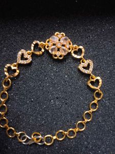 Gold Plated Bracelet with Heart Charms
