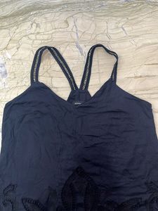 Stylish Navy Embroidered Cami Top