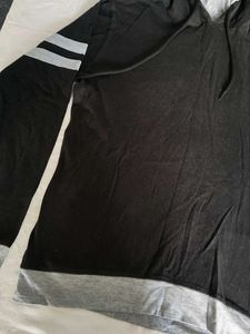 Stylish Black Hoodie with Grey Accents
