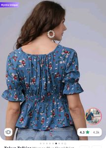 Floral Print Blue Top