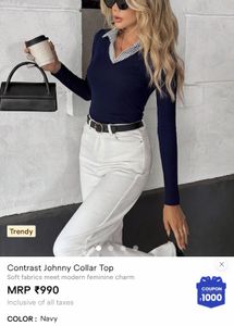 Contrast johny collar top