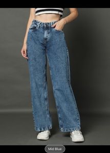 Blue Wash Wide Leg Jeans