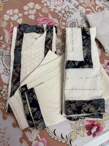 schiffli/ hakoba kurta pants dupatta set