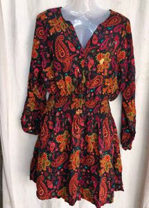 Boho Paisley Print Mini Dress
