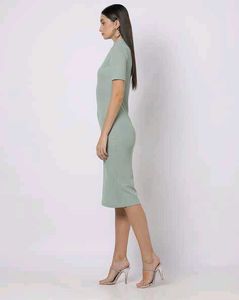 Olive Green Ribbed Midi Bodycon Dress 👗✨