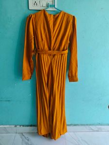 Elegant Yellow Pleated Jumpsuit
