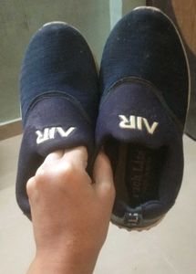 Navy Blue "AIR" Slip-On Kids Sneakers