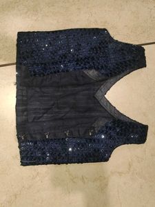 Sparkling Navy Blue Sequin Blouse