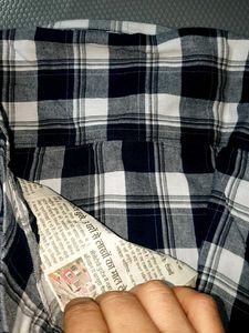 Classic Navy and White Plaid Shirt