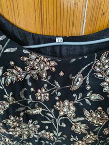 Black Embroidered Ethnic Gown with Dupatta