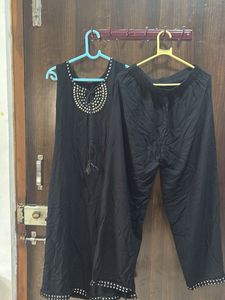 Elegant Black Kurta Set with Embellishments