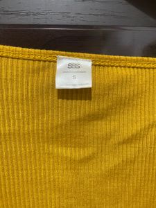SSS Yellow Ribbed Square Neck Top