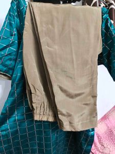 Emerald Green Kurta with Gold Grid Pattern