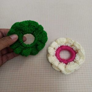 Hand Crocheted Scrunchies (pair)