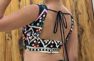 Embroidered Crop Blouse and plazzo