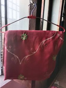 Embroidered old 90s Red Saree