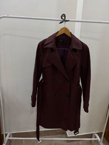 DOUBLE BREASTED BURGUNDY  TRENCH COAT
