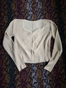 Cream Ribbed Knit pullover