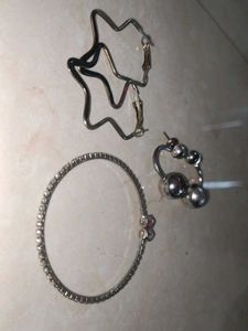 Star Hoop Earrings &amp; Ball Studs Set
