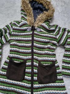 Cozy Striped Faux Fur Hooded Jacket