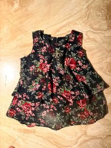 Floral Ruffle Cap Sleeves Top
