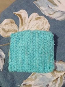 Handmade Knitted Teal Pouch