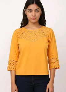 Elegant Yellow Cut-out Detail Top