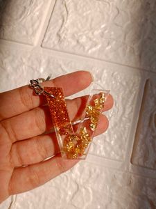 Resin V Latter Keychain