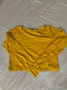 Mustard Yellow Long Sleeve Crop Top