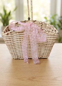 Woven Basket with Pink Bow