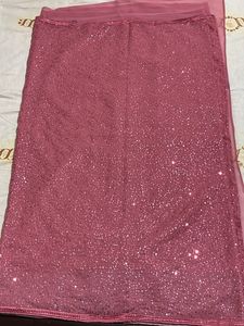 Pink Embellished Sequinned Poly Georgette Saree