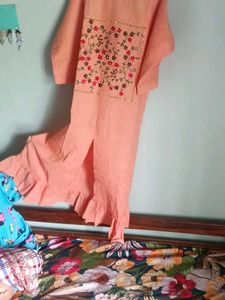 Peach Embroidered Anarkali Gown