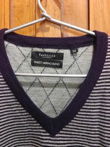 Men's Striped V-Neck Sweater