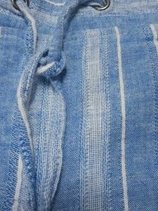 linen Blue Striped Shorts