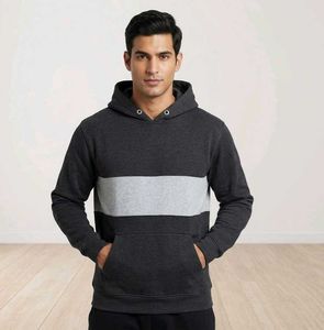 Men's Dark Grey Hoodie with Stripe