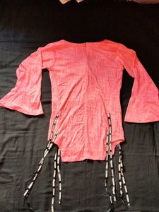 Pink Bell Sleeve Top with Trendy Straps