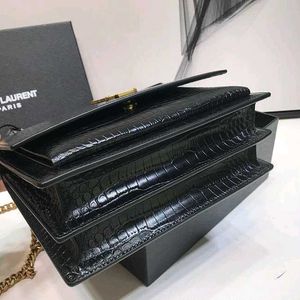 Saint Laurent Black Croc Embossed Bag