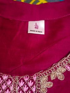 Hot Pink Casual Pant And Kurta Set