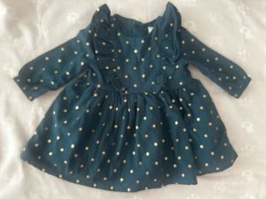 Girls Teal Polka Dot Dress