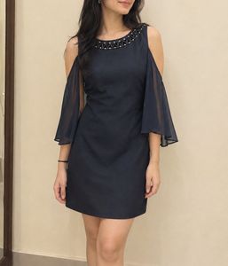 Elegant Cold Shoulder Embellished Dress