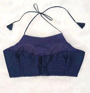 Halter Neck Back Hook Padded Art Silk Blouse