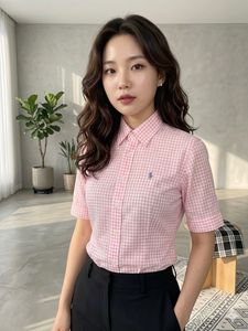Ralph Lauren Women's Slim Fit Pink Plaid Shirt
