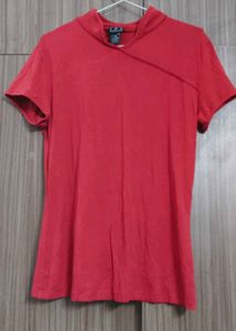 Vibrant Red Mock Neck Top